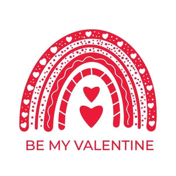 Boho Valentines Regnbåge Söt Handritad Clipart Vektor Mall För Alla — Stock vektor