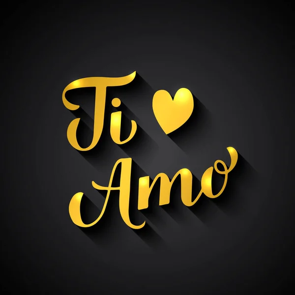 Caligrafía Oro Amo Love You Inscripción Italiano Cartel Tipográfico Del — Archivo Imágenes Vectoriales