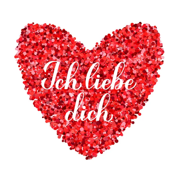 Ich Liebe Dich Calligraphy Hand Lettering Love You Inscription German — Stock Vector