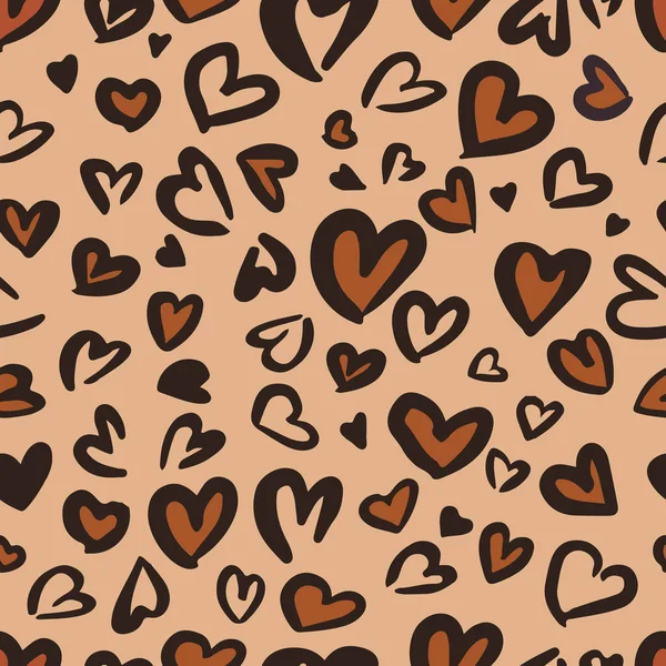 Валентин Леопард Ягуар Бесшовный Рисунок Модные Отпечатки Животных Пятнистые Сердца — стоковый вектор