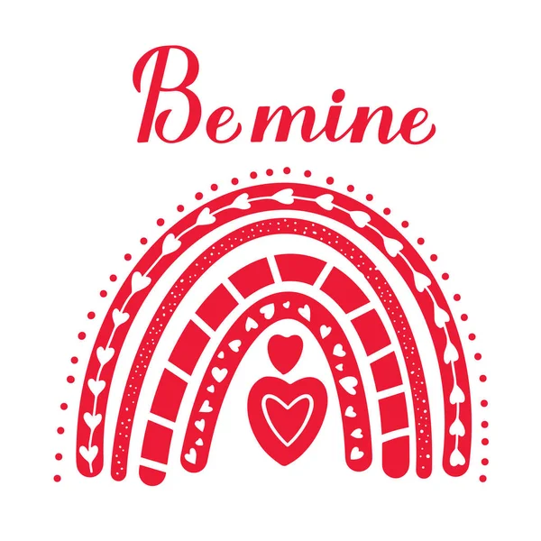 Valentines Regenboog Handgetekend Schattig Boho Clipart Vector Sjabloon Voor Valentijnsdag — Stockvector