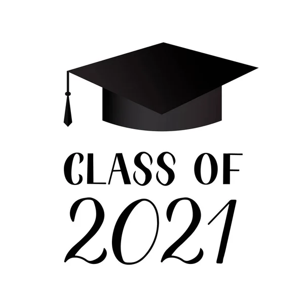 Classe 2021 Letras Com Tampa Graduação Isolada Sobre Branco Parabéns —  Vetores de Stock