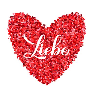 Liebe el yazısı harfleri. Almanca yazıtlara bayılırım. Sevgililer Günü tebrik kartı. Pankart için vektör şablonu, tipografi posteri, t-shirt, logo tasarımı, broşür, etiket vs.