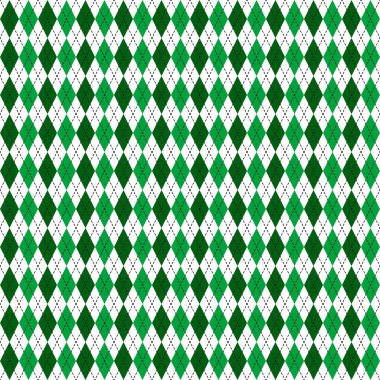 St. Patrick s day argyle seamless pattern. Green white checkered background. Saint Patricks backdrop. Vector template for fabric, textile, wallpaper, wrapping paper, etc.