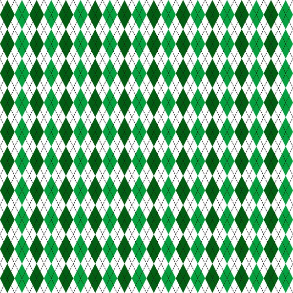 Patrick Day Argyle Seamless Pattern Green White Checkered Background Saint — 图库矢量图片