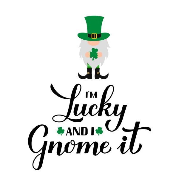 Patrick Day Lettering Netter Cartoon Kobold Lustiges Saint Patricks Day — Stockvektor