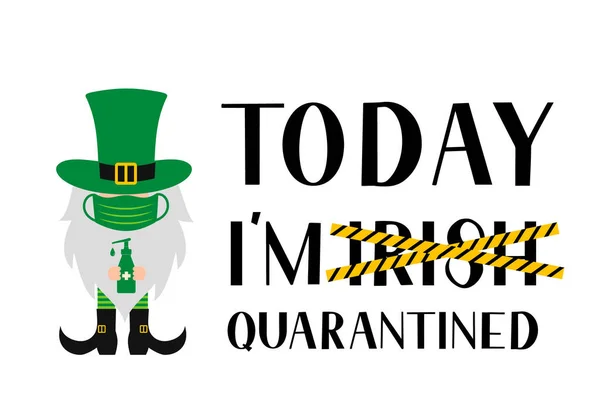 День Святого Патрика Карантине Irish Lettering Leprechaun Cartoon Icon Face — стоковый вектор