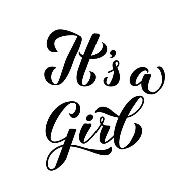 Beyazlara izole edilmiş bir el yazısı. Cinsiyet belirtileri. Bebek partisi süslemeleri. Davet için vektör şablonu, tebrik kartı, afiş, tipografi posteri, etiket, vs..