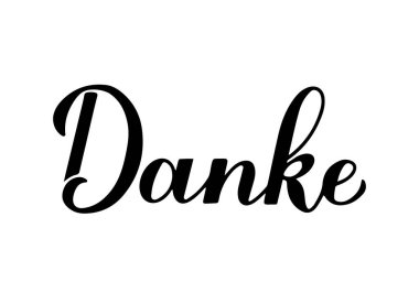 Beyaz arka planda izole edilmiş Almanca el yazısı için teşekkürler. Düğün için vektör şablonu Teşekkür kartı, etiket, afiş, poster, etiket vs..