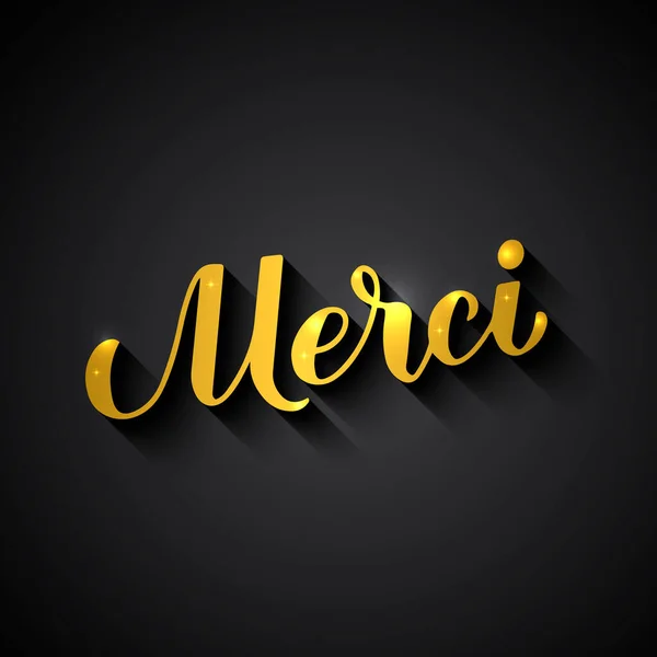 Thank You French Language Gold Lettering Black Background Vector Template — Stock Vector