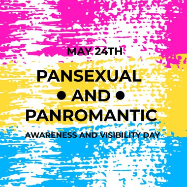 24 Mayıs 'ta Panseksüel ve Panromantik Farkındalık ve Görüş Günü. Panseksüel Gurur Bayrağı. LGBT halk etkinliği. Pankartlar, işaretler, logo tasarımı, kart vs. için vektör şablonunu düzenlemek kolay