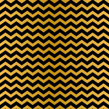 Siyah ve altın zik zag, pürüzsüz desen. Noel ya da yeni yıl tasarımları için parlak bir arka plan. Altın soyut vektör çizimi.