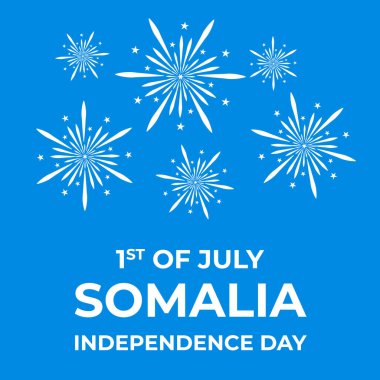 Somali Bağımsızlık Günü tipografi posteri. Ulusal bayram 1 Temmuz 'da kutlandı. Pankart, tebrik kartı, el ilanı için vektör şablonu