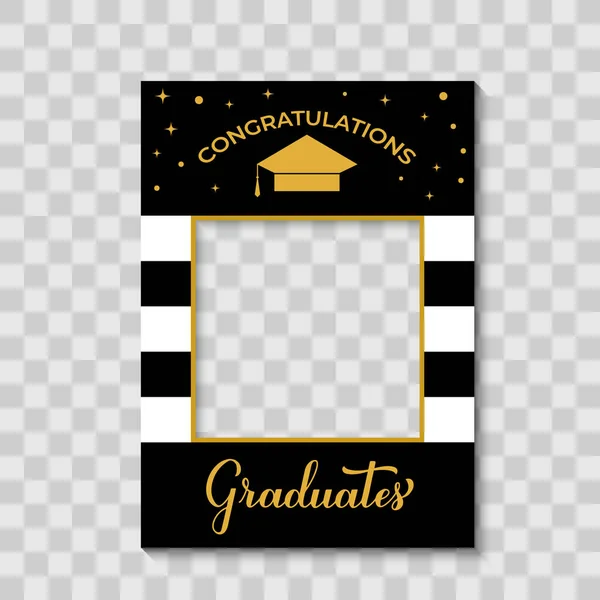 Συγχαρητήρια Απόφοιτοι Photo Booth Πλαίσιο Καπέλο Αποφοίτησης Διαφανές Φόντο Αποφοίτηση — Διανυσματικό Αρχείο
