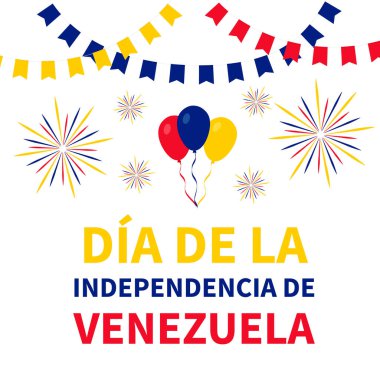 Venezuela Bağımsızlık Günü İspanyolca yazılmış. Ulusal bayram 5 Temmuz 'da kutlandı. Pankart için vektör şablonu, tipografi posteri, tebrik kartı, broşür