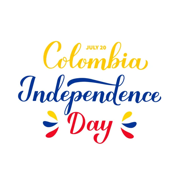 Colombia Independence Day Calligraphy Lettering Inglés Fiesta Nacional Celebrada Julio — Vector de stock