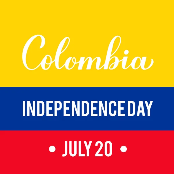 Día Independencia Colombia Tipografía Póster Fiesta Nacional Celebrada Julio Plantilla — Vector de stock