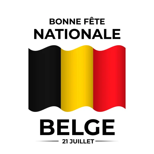 Festa Nazionale Del Belgio Lettering Francese Con Bandiera Belga Belgio — Vettoriale Stock