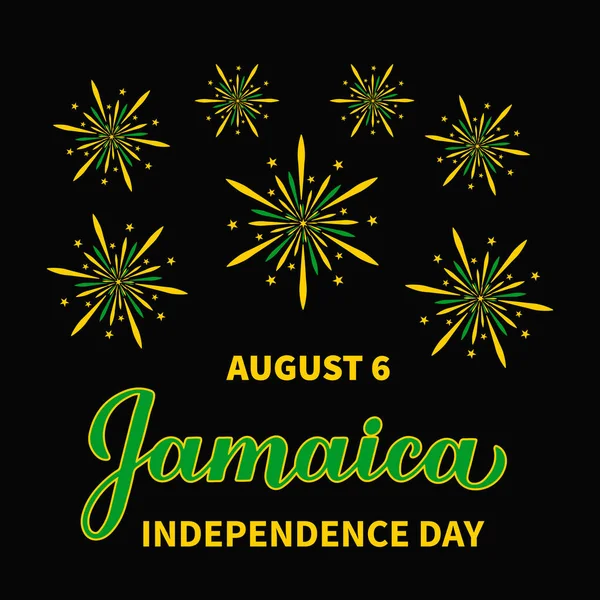 Типографический плакат Дня независимости Ямайки. Ямайский праздник отмечается 6 августа. Векторный шаблон для баннера, поздравительной открытки, флаера — стоковый вектор