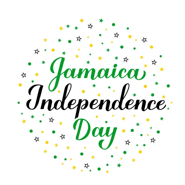 Jamaica Independence Day calligraphy lettering. Jamaican holiday celebrated on August 6. Vector template for typography poster, greeting card, banner, flyer — Stock Vector