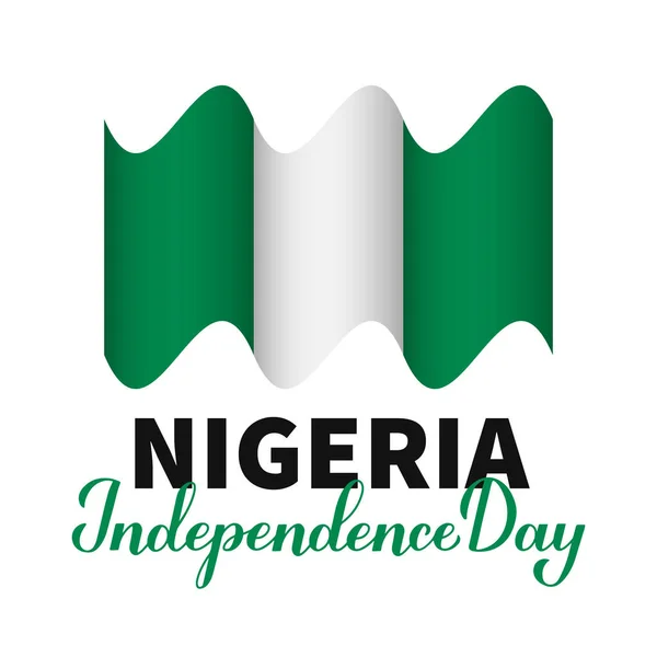 ナイジェリア独立記念日のタイポグラフィポスター。ナイジェリアの祝日は10月1日。ベクトル用テンプレート,バナー,グリーティングカード,チラシ — ストックベクタ