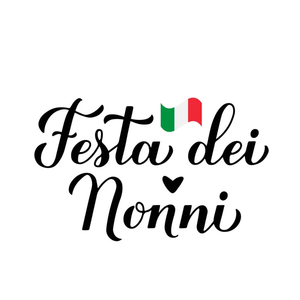 Festa Dei Nonni Grootouderdag Het Italiaans Kalligrafie Handschrift Geïsoleerd Wit — Stockvector