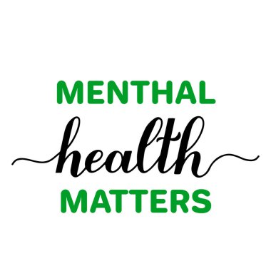 Akıl Sağlığı Meseleleri el yazısı harfleri. Ekim ayındaki Akıl Sağlığı Bilinci Haftası için ilham verici bir alıntı. Tipografi posteri, afiş, imza, el ilanı vs. için vektör şablonu.