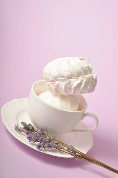 Vintage Kopp Med Två Bitar Ryska Traditionella Marshmallow Dessert Zefir — Stockfoto