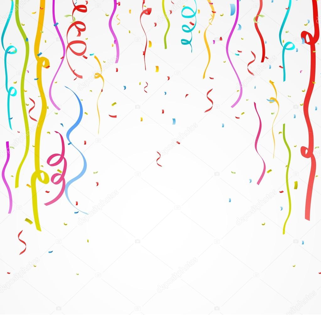 Colorful celebration ribbons with confetti