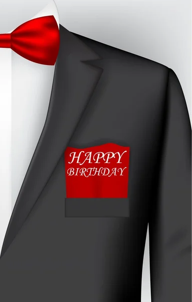 Листівка на день народження з костюмом смокінгу — стоковий вектор