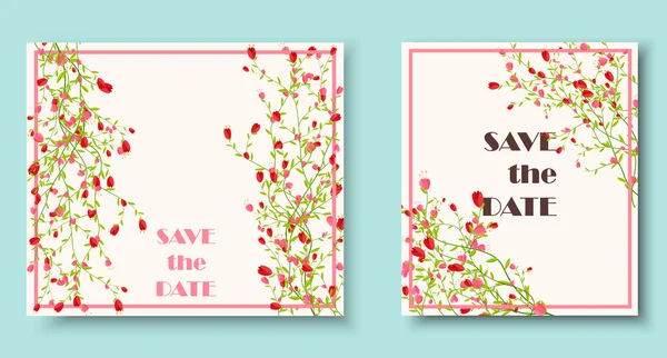 Cartes papier avec roses — Image vectorielle