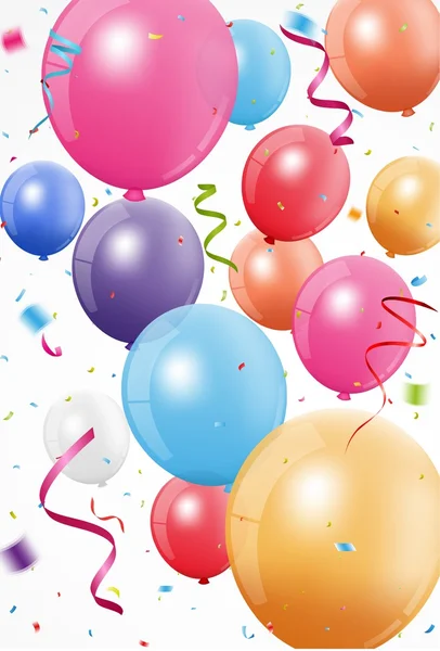 Zadowolony urodziny obchody z konfetti i wstążki — Wektor stockowy