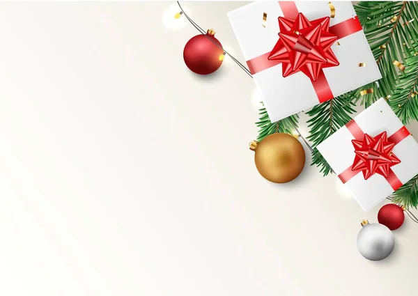 圣诞快乐 新年快乐 带着球和糖果的横幅 — 图库矢量图片