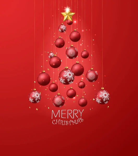 Joyeux Noël Bonne Bannière Nouvelle Année Avec Des Boules Des — Image vectorielle