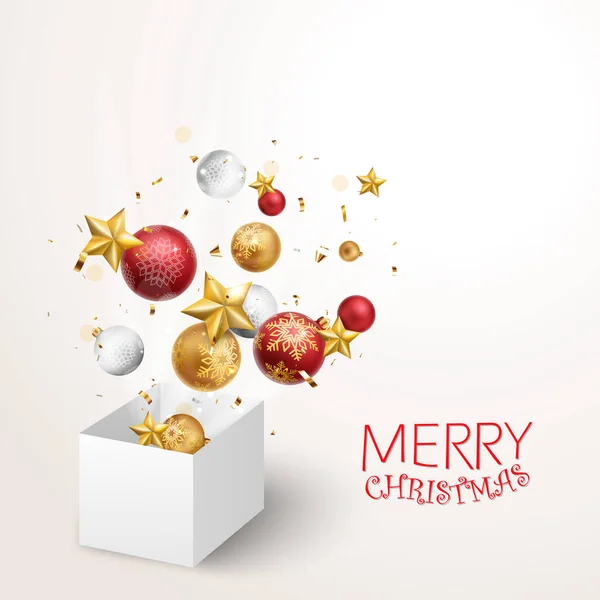 Vector Illustration Merry Christmas Happy New Year Banner Red Gold — Stock Vector