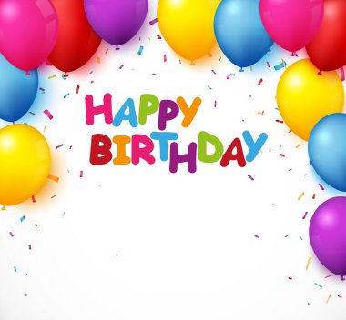 Renkli balonla doğum günü ve kutlama pankartı