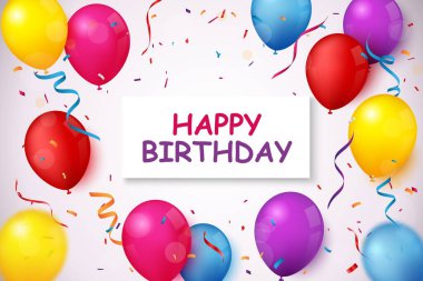 Balonlu renkli doğum günü afişi