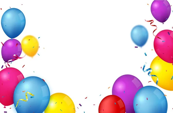 Banner Colorido Celebración Cumpleaños Con Globos — Vector de stock