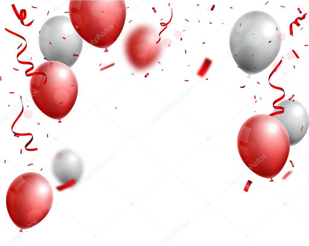 Celebrations banner with red and silver balloon