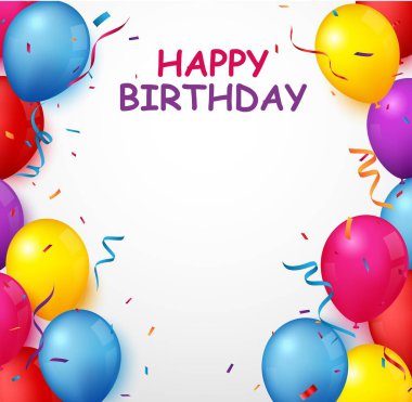 Balonlu renkli doğum günü afişi