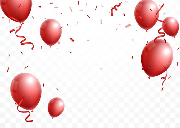 Banner Celebraciones Con Globo Rojo Plateado — Vector de stock