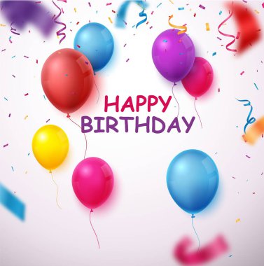 Balonlu renkli doğum günü afişi