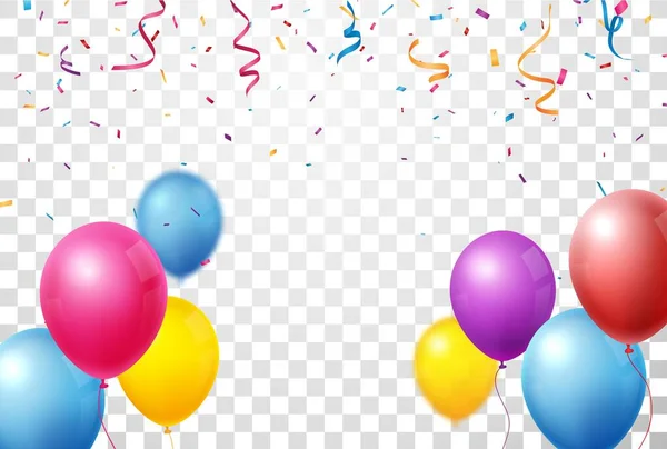 五彩缤纷的生日庆祝横幅与气球 — 图库矢量图片