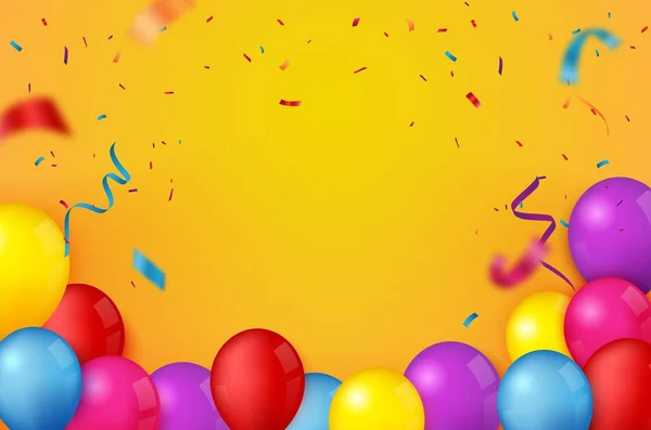 Bannière Célébration Anniversaire Colorée Avec Ballons — Image vectorielle