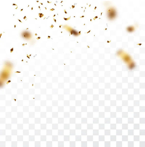 Gouden Confetti Achtergrond Geïsoleerd Transparante Achtergrond — Stockvector