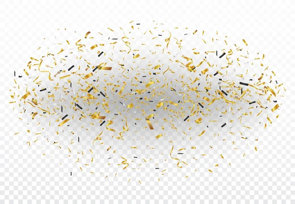 Confettis Dorés Isolés Sur Fond Transparent — Image vectorielle