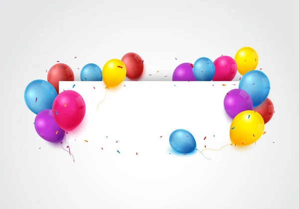 Färgglada Födelsedagen Firande Banner Med Ballonger — Stock vektor