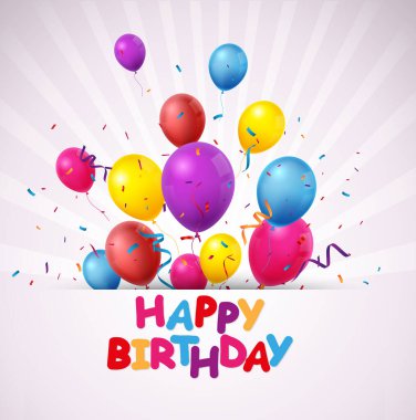 Balonlu renkli doğum günü afişi