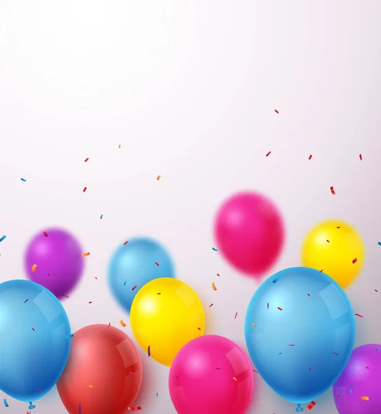 Kleurrijke Verjaardag Viering Banner Met Ballonnen — Stockvector