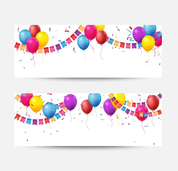 Banner Colorido Celebración Cumpleaños Con Globos — Archivo Imágenes Vectoriales